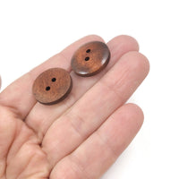 6 Warm brown wooden sewing buttons 15mm, 20mm, 25mm, 30mm