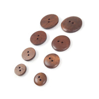 6 Warm brown wooden sewing buttons 15mm, 20mm, 25mm, 30mm