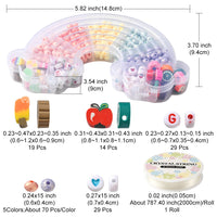 Fruit beads kit, Rainbow shaped box, Assorted acrylic and clay beads