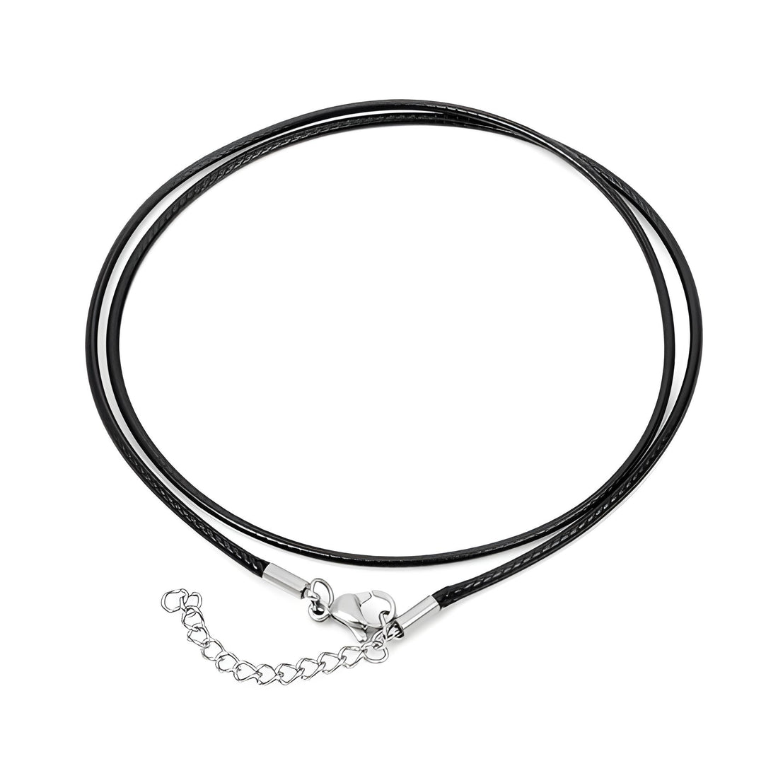 1 collier cordon polyester ciré noir 1,5mm