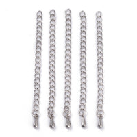5 Stainless steel extension jewelry chains - Tail extender 60mm with charm