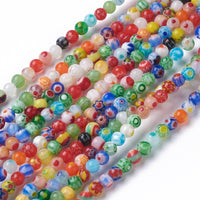 Millefiori glass beads, Assorted mixed colors, 4mm, 6mm, 8mm