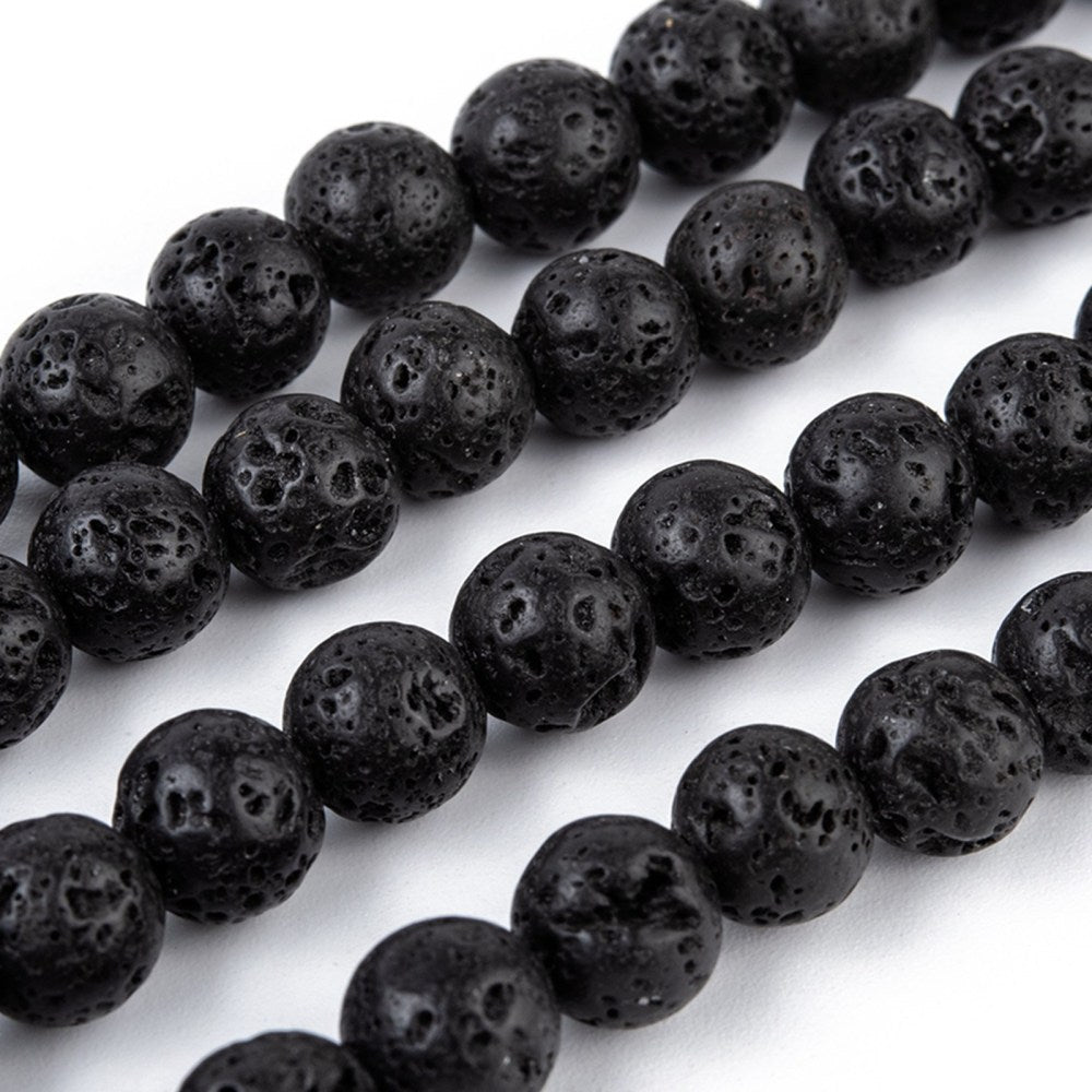 Natural black lava beads