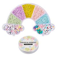 Pastel beads kit, Rainbow shaped box, Assorted acrylic and glass seed beads