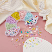 Pastel beads kit, Rainbow shaped box, Assorted acrylic and glass seed beads