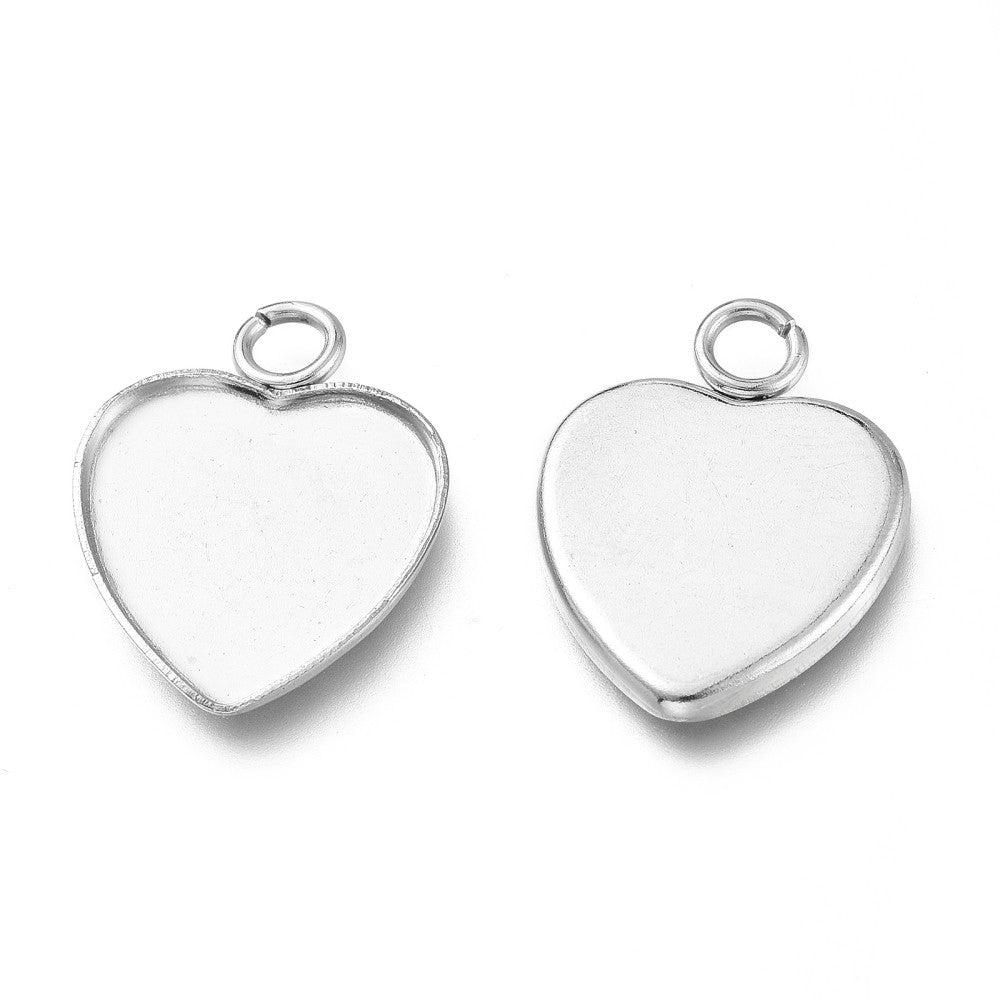 10 Stainless steel heart pendant trays