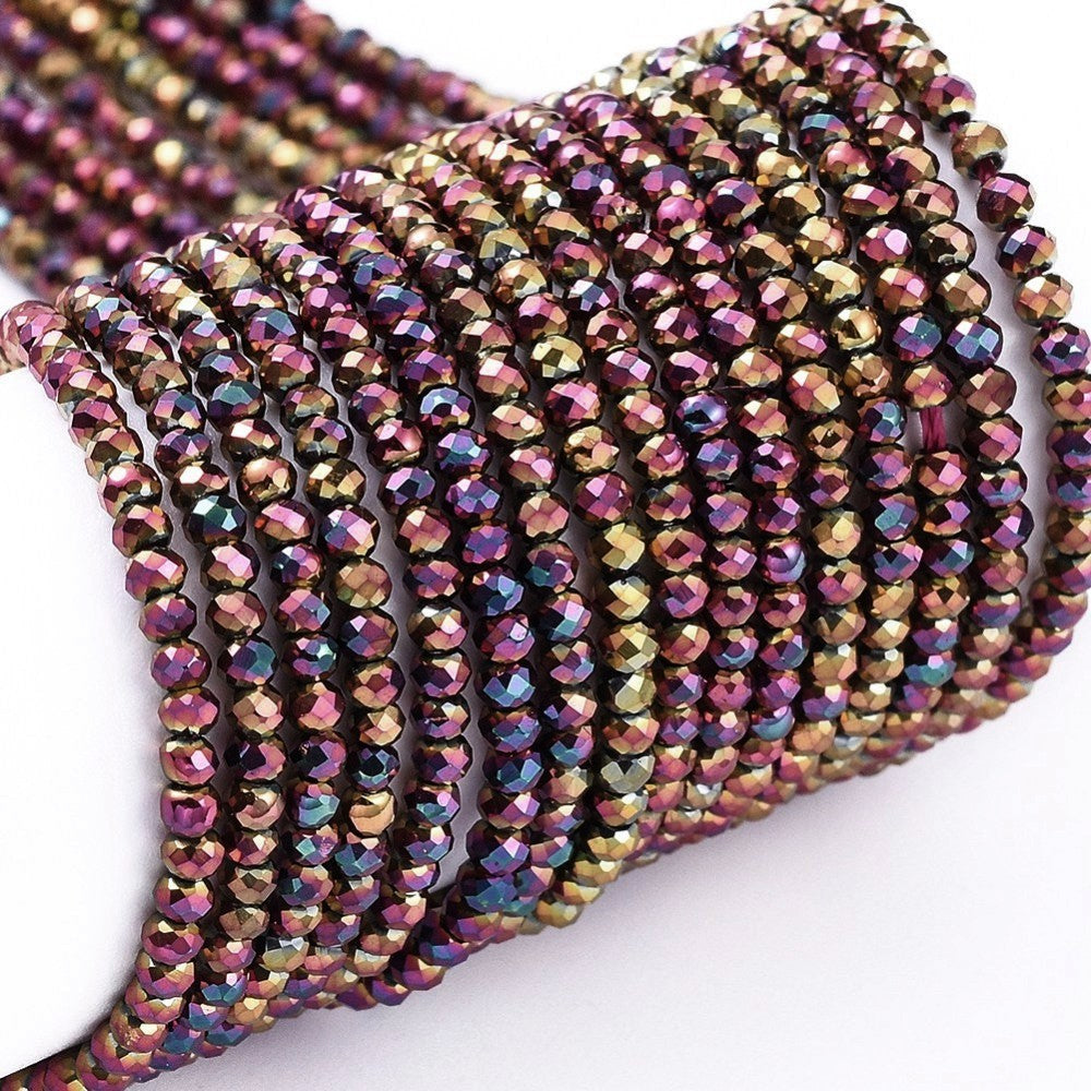 Tiny faceted beads 2mm, Metallic seed bead