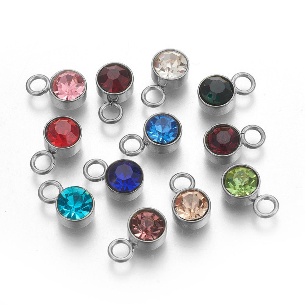 1 Small birthstone charm - Silver