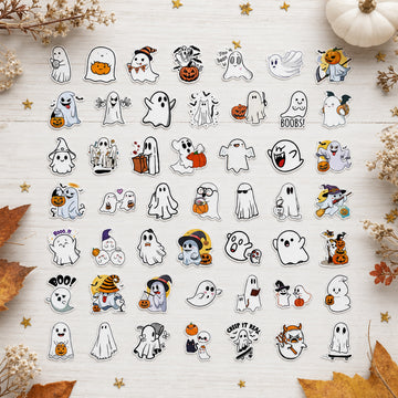 50 halloween ghost vinyl sticker pack