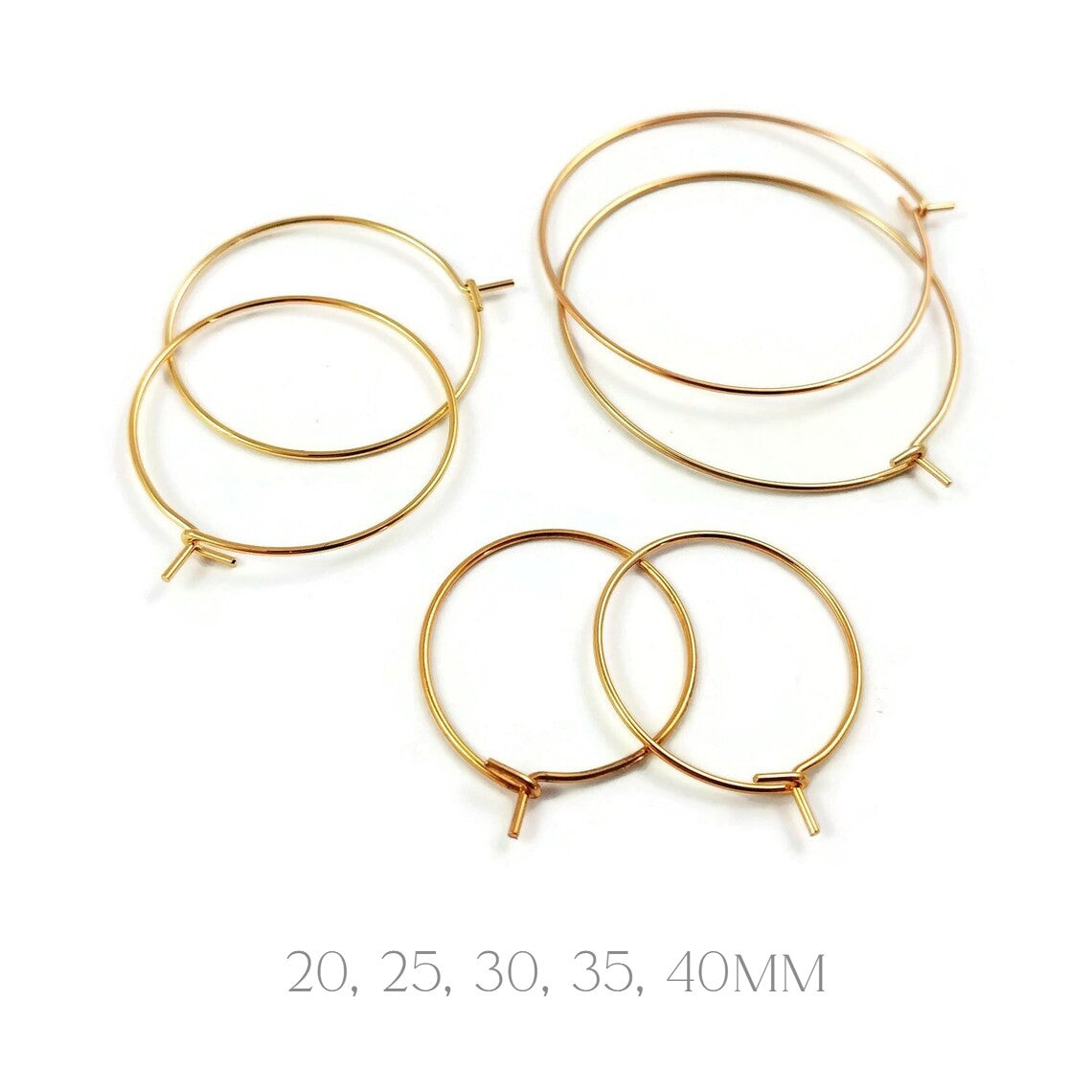 Gold stainless steel hoops 10pcs (5 pairs) - 5 size available