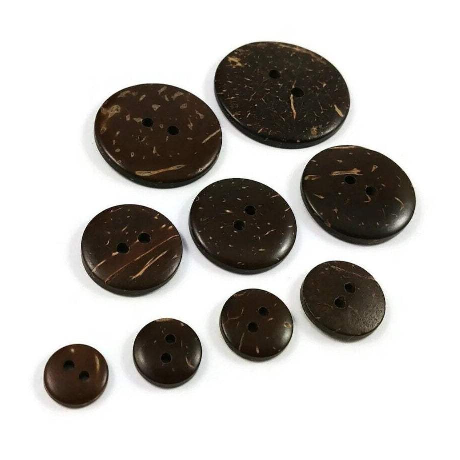 Coconut wooden buttons, 8 sizes available
