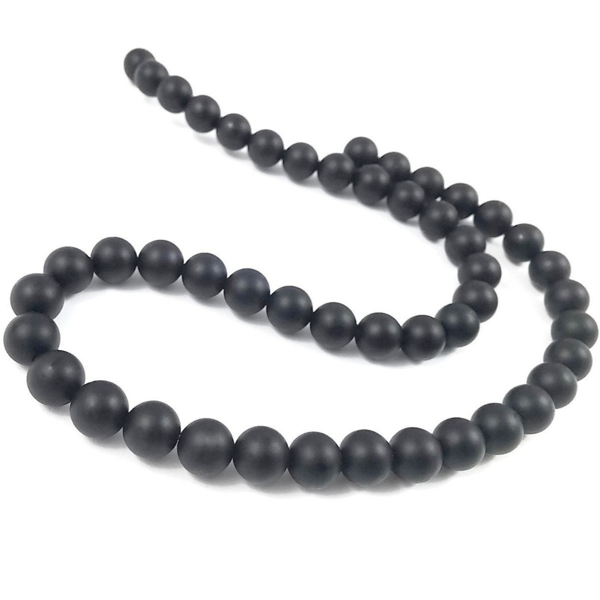 Pierres Naturelles Noires Givrées Rondes 6 ou 8mm