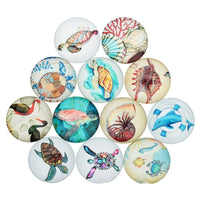 Mixed treasures of the sea glass cabochons - set of 20 round dome cabochons
