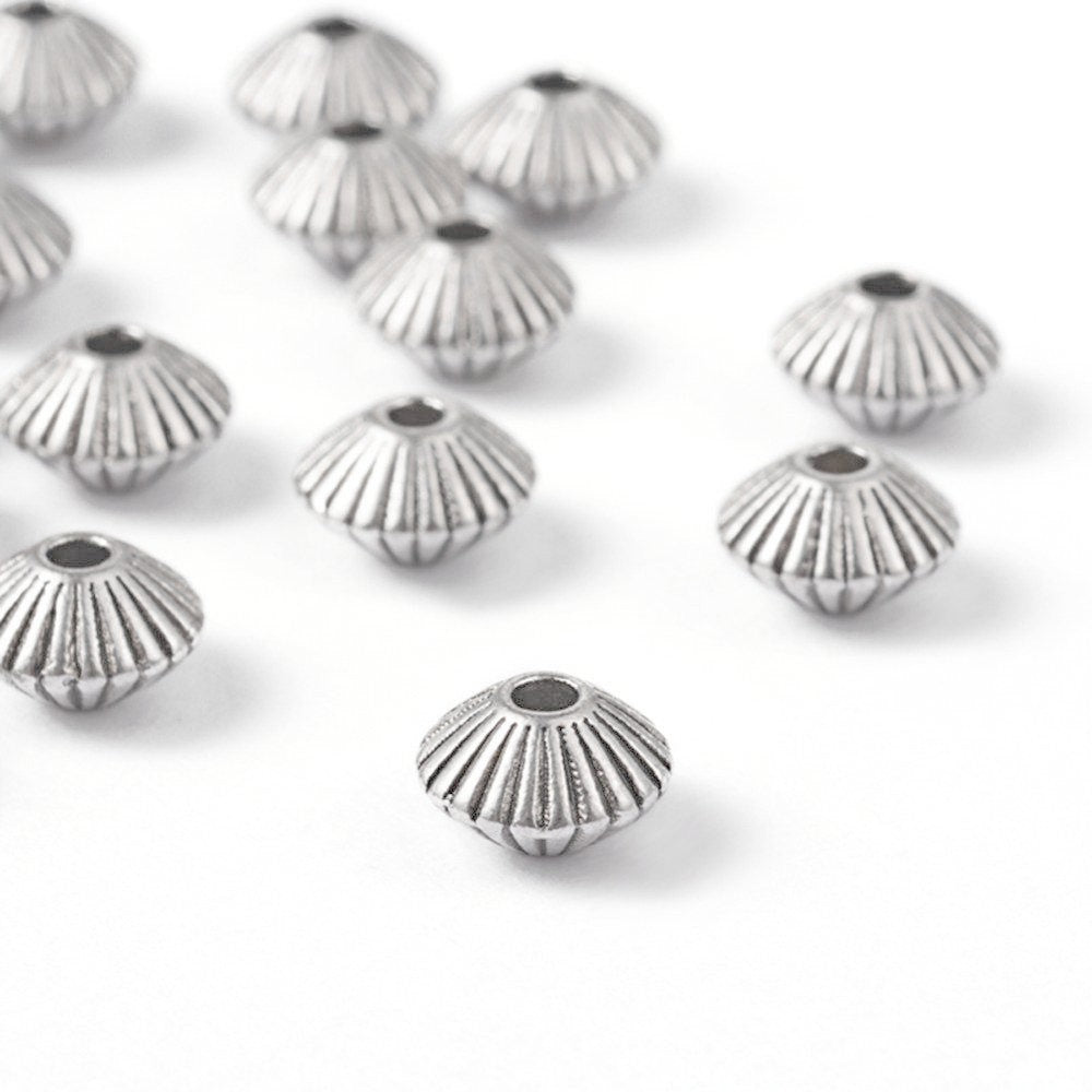 Perles bicone en métal argent 8mm - Sans nickel, sans plomb et sans cadmium