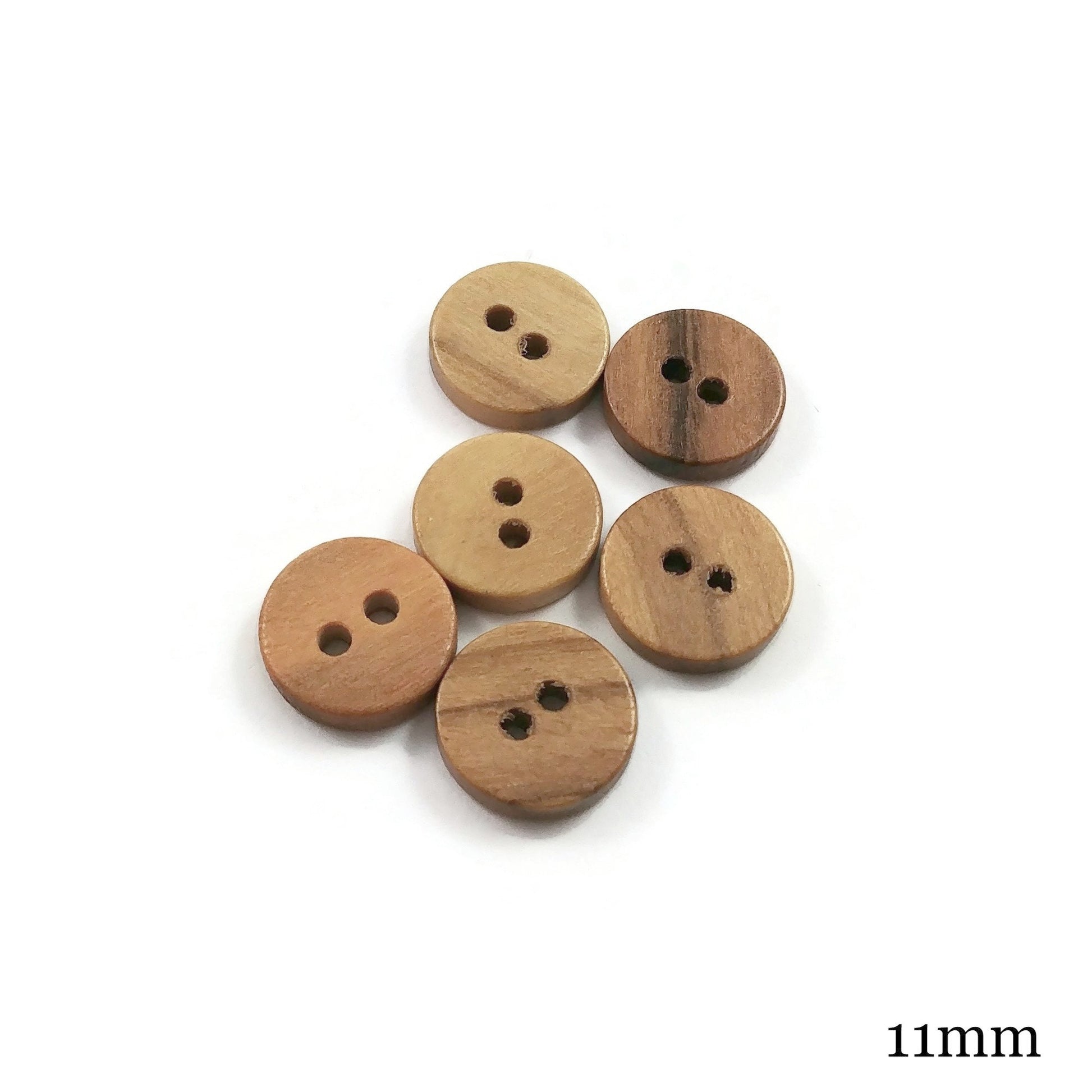 Natural olive wood buttons, 11mm, 13mm, 15mm, 20mm, 25mm, Made in Italy