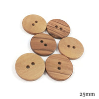 Natural olive wood buttons, 11mm, 13mm, 15mm, 20mm, 25mm, Made in Italy