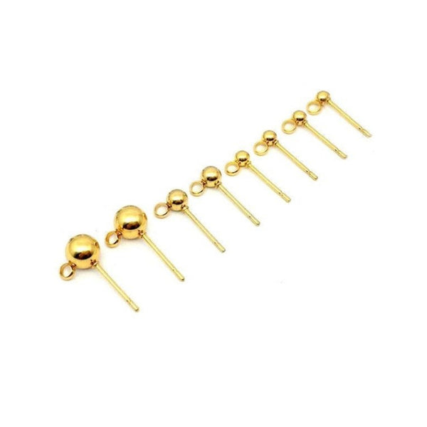Heart Ear Stud Posts with Loops Gold Plated Studs Earrings Findings for  Jewelry Making