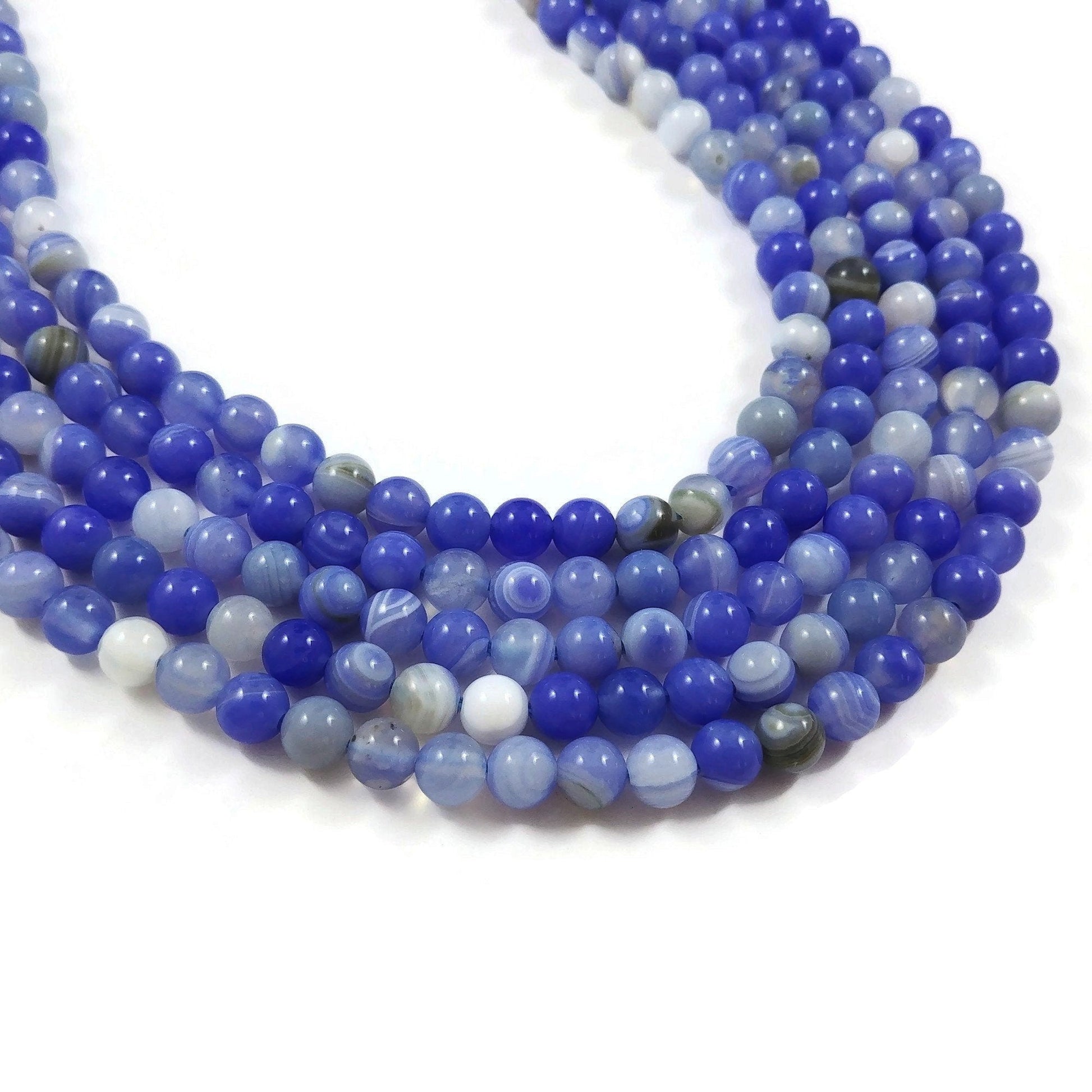 6mm natural blue chalcedony beads