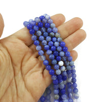 6mm natural blue chalcedony beads