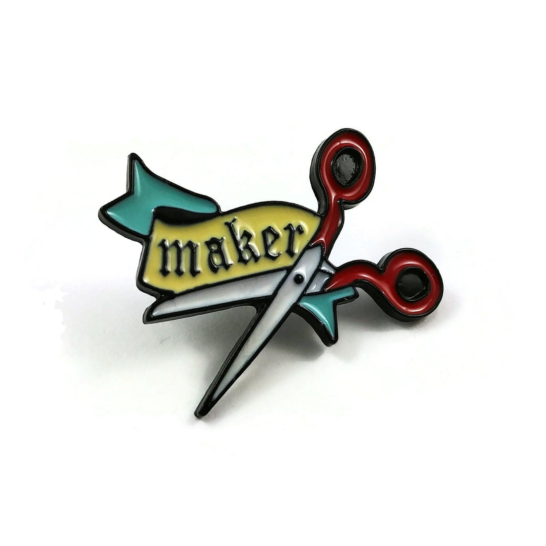 Maker scissors enamel pin, Sew lover brooch, Cute gift for crafter