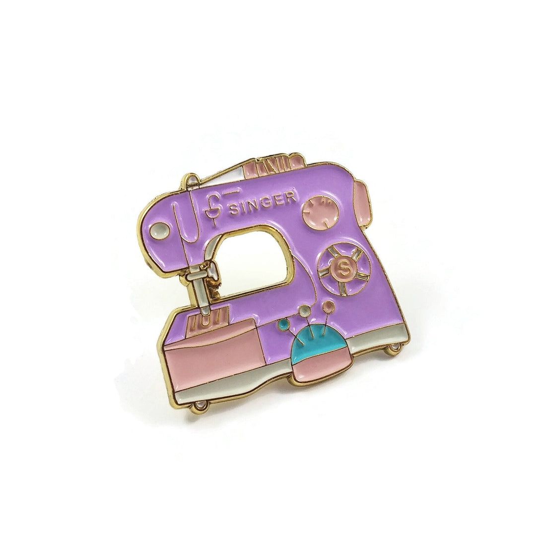Sewing machine enamel pin, Sew lover brooch, Cute gift for her