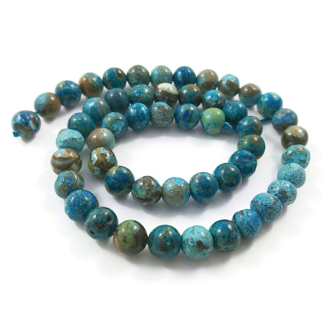 Perles en Pierres Marbrées Ocean Jasper Rondes 8mm