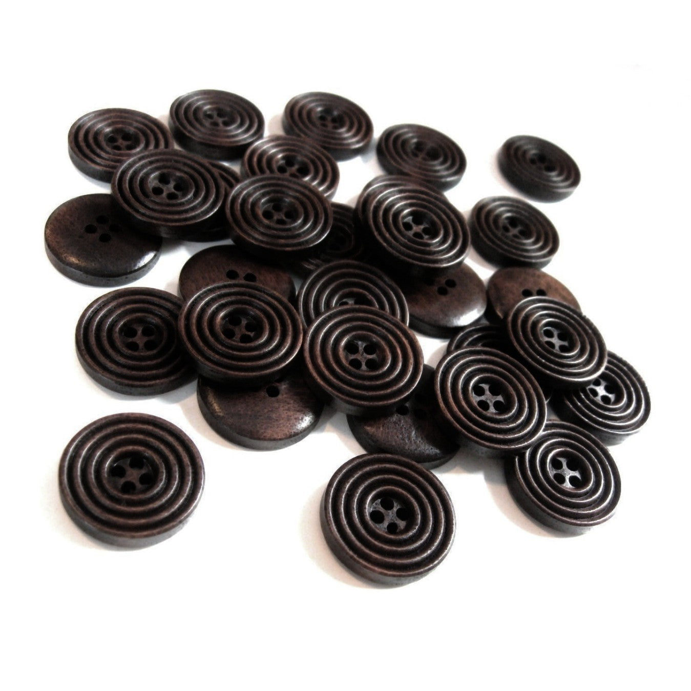 Bouton de bois café foncé de 2cm - ensemble de 8 boutons en bois naturel avec cercles