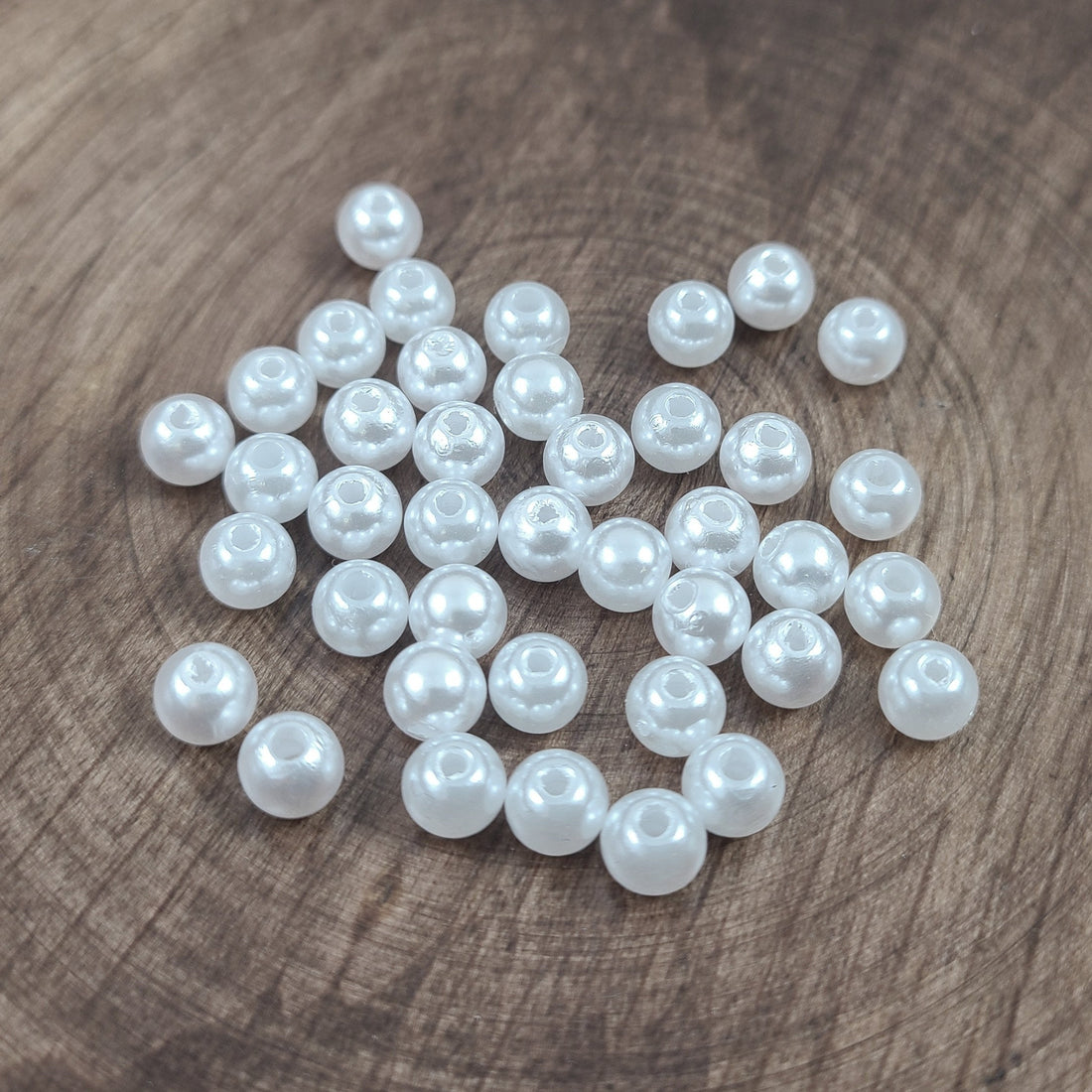 40 pearl spacer beads, 6mm plastic beads for jewelry making, White round beads