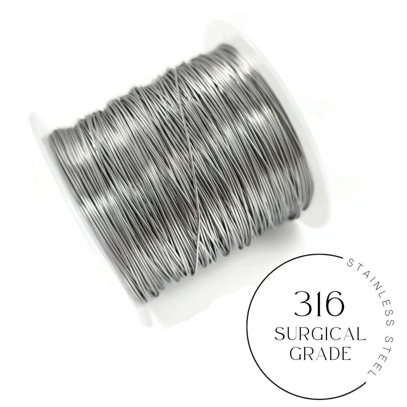 Surgical steel wire, Bulk hypoallergenic jewelry making findings, Stainless tarnish free supplies, Round wire gauge 20, 21, 22, 24, 26