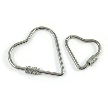 Heart carabiner, Stainless steel clasp, Charm or connector necklace making, Bottle clip & key fob findings