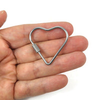 Heart carabiner, Stainless steel clasp, Charm or connector necklace making, Bottle clip & key fob findings
