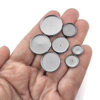 Stainless steel shank button bezel - Make you own buttons - Cabochon settings - 4pcs