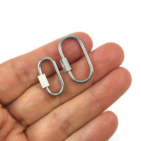 Oval carabiner, Stainless steel clasp, Charm or connector necklace making, Bottle clip & key fob findings