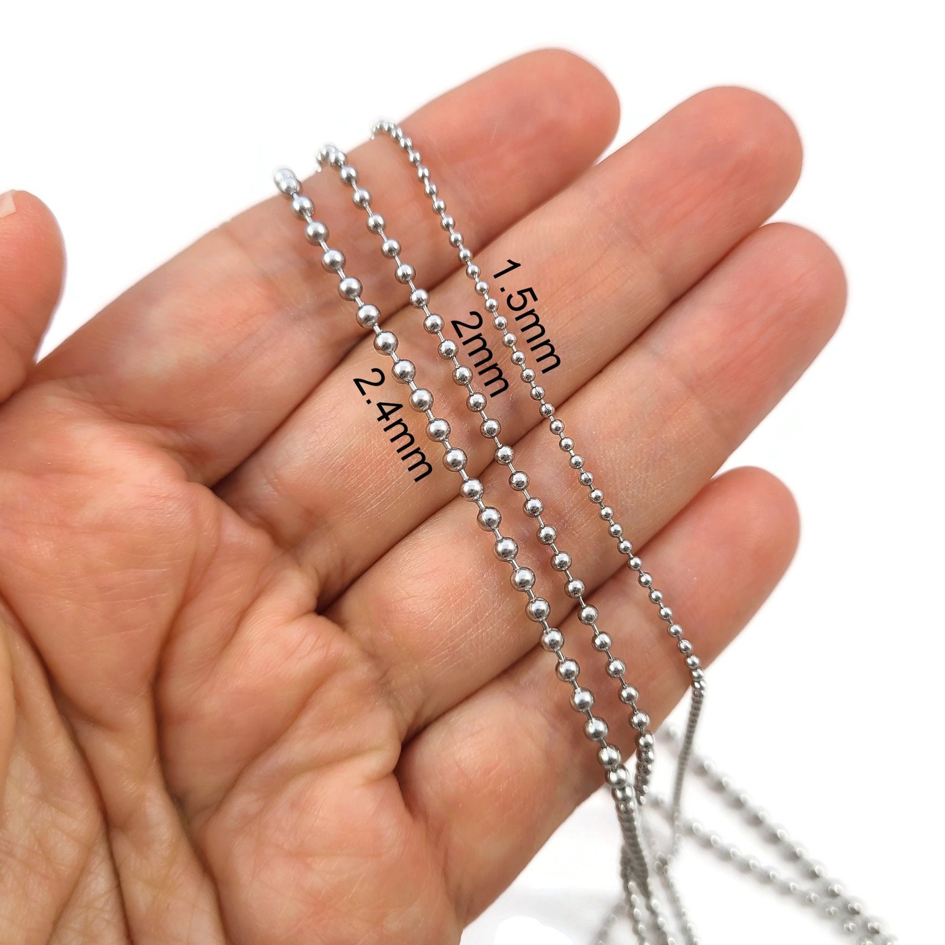 Stainless Steel Ball Chain, Tarnish Free necklace making, Jewelry supplies, Bracelet part DIY