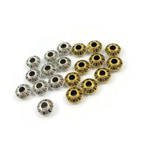 10 Saucer spacer beads, 6mm, Gold, Silver, Jewelry making nickel-free metal bicone beads