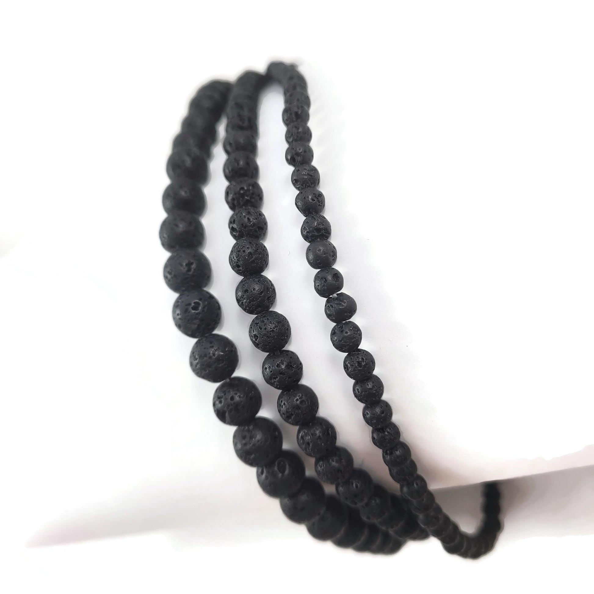 Natural black lava beads, Round volcanic rock 4mm, 6mm, 8mm, Bracelet and jewelry making