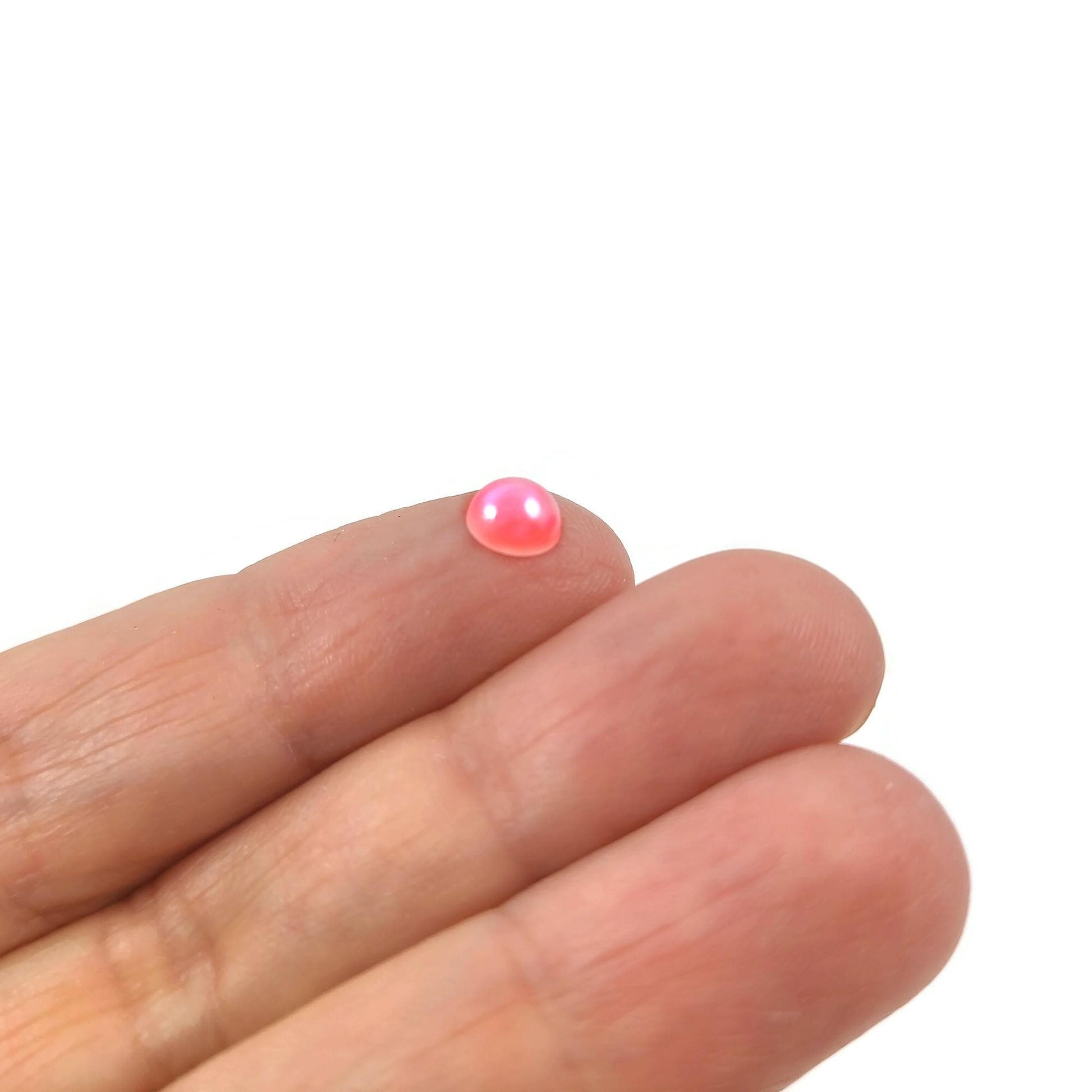 50 pearl cabochons, Half round, Pink, 6mm, Plastic beads for jewelry making