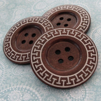 Bouton extra gros - motif aztèque - bouton en bois de 60mm