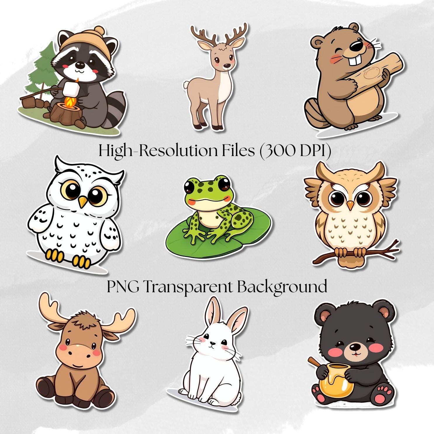 Baby Canadian Animal Sticker Bundle, 12 Adorable Printable PNG Stickers, Digital Download, Print and Cut Cricut, Scrapbooking & Planners