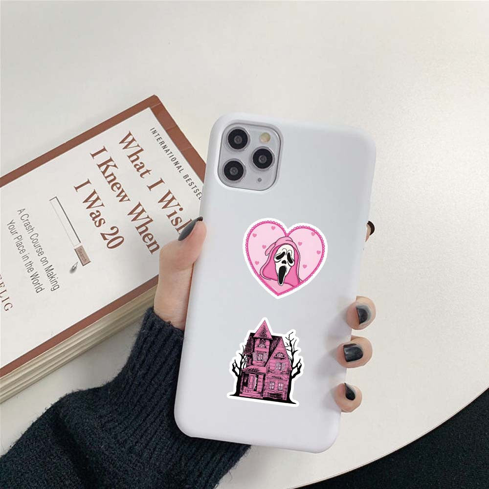 50 pink halloween vinyl sticker pack