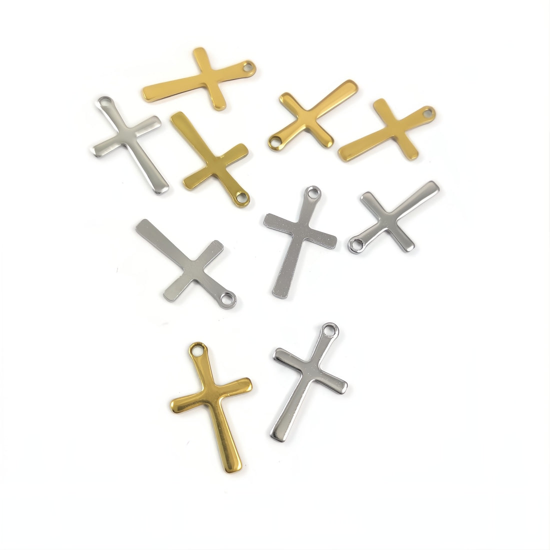 5 minimalist stainless steel cross charms