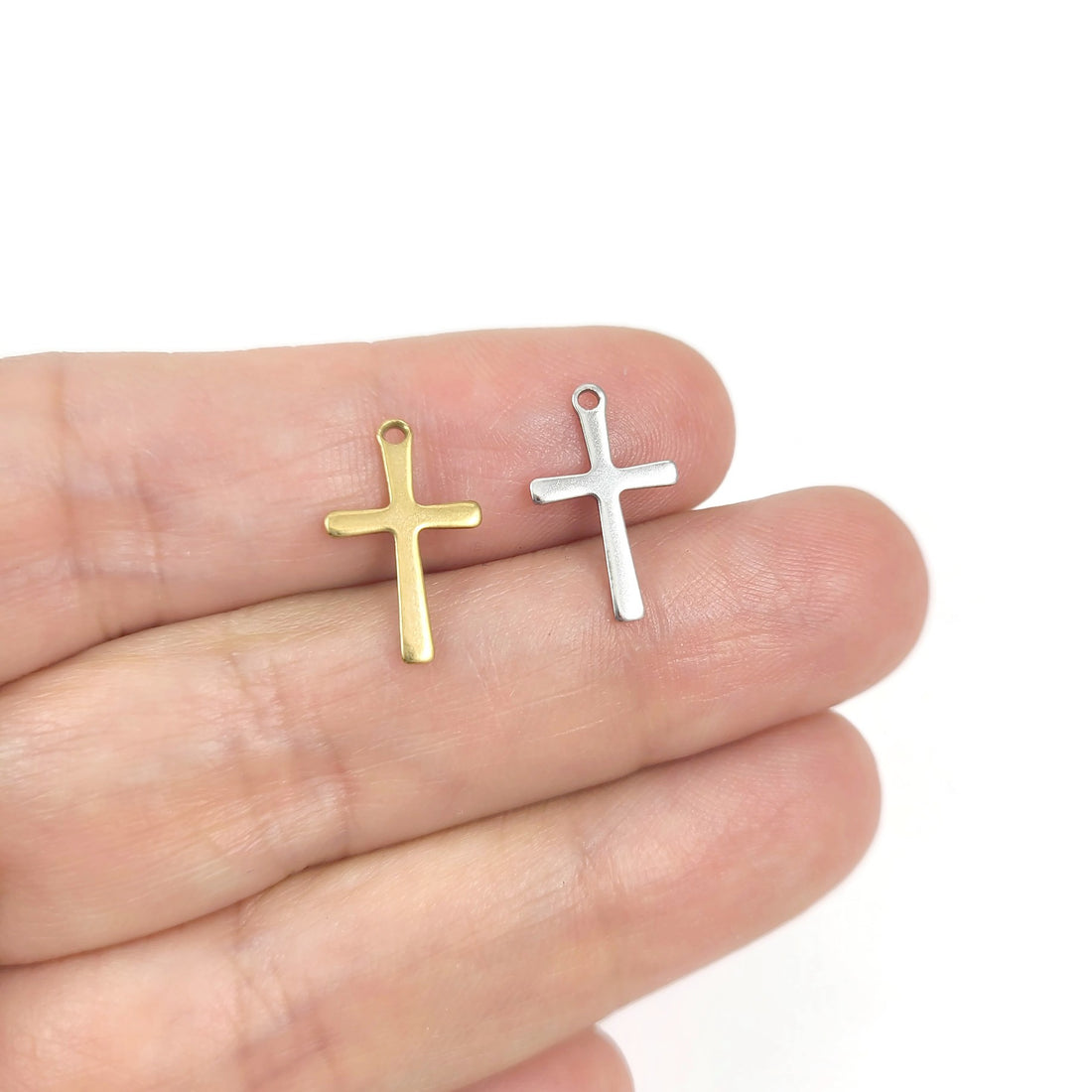 5 minimalist stainless steel cross charms