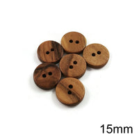 6 boutons de bois d'olivier naturel de 11mm, 13mm, 15mm, 20mm ou 25mm