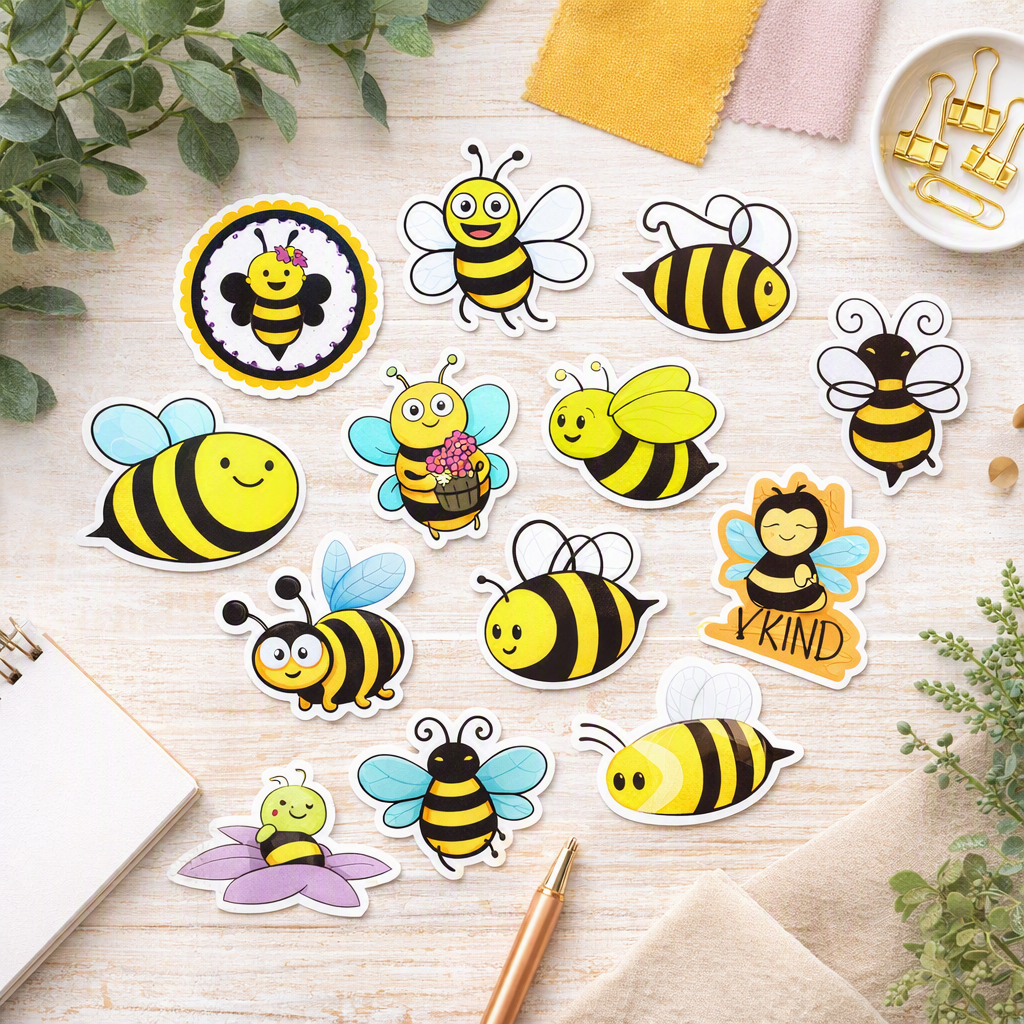 50 bee vinyl sticker pack