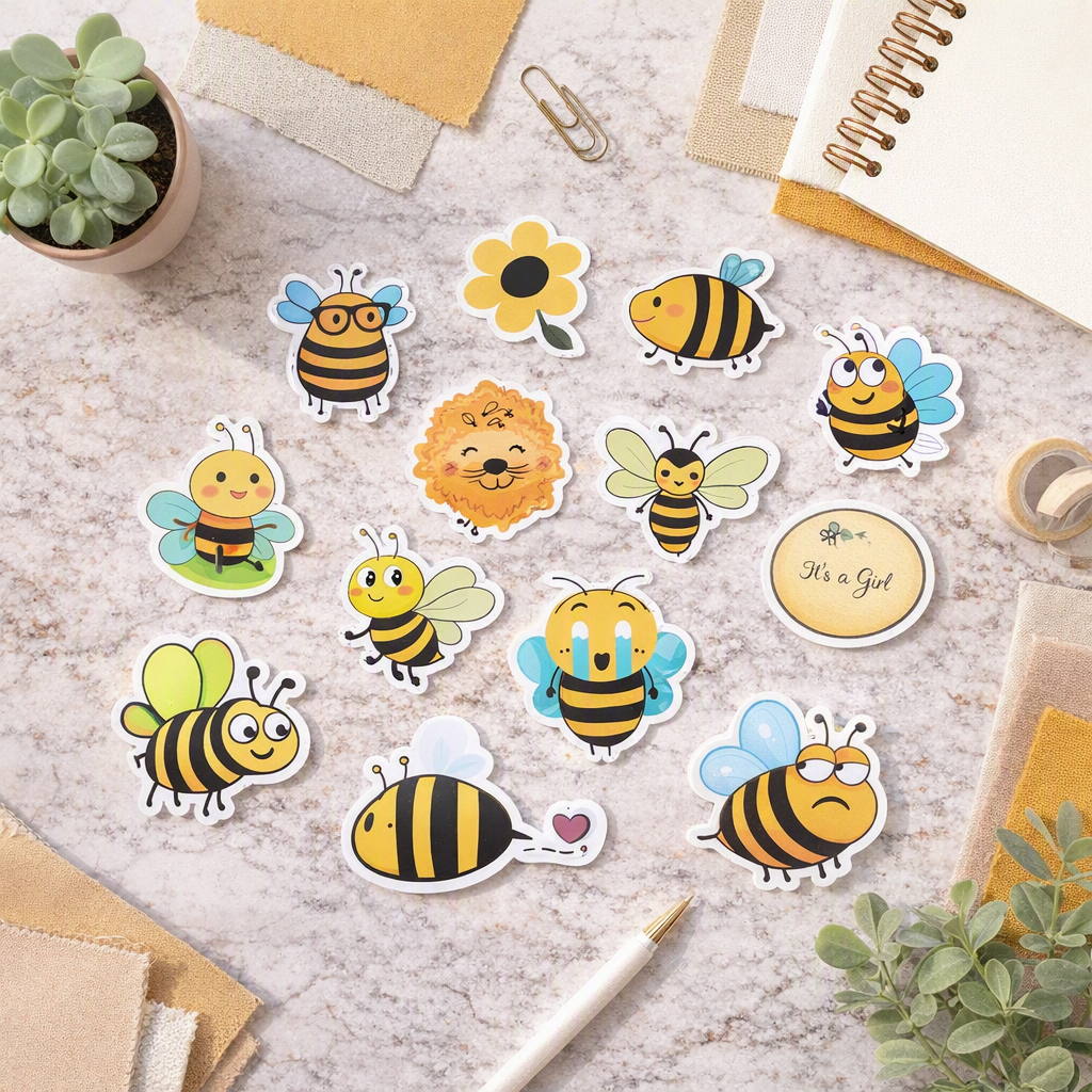 50 bee vinyl sticker pack