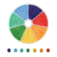 Kit de perles de rocaille en verre 2mm, Assortiment arc-en-ciel de 6300pcs