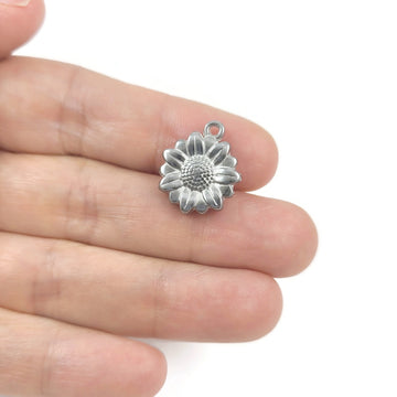 1 breloque tournesol 15mm en acier inoxydable