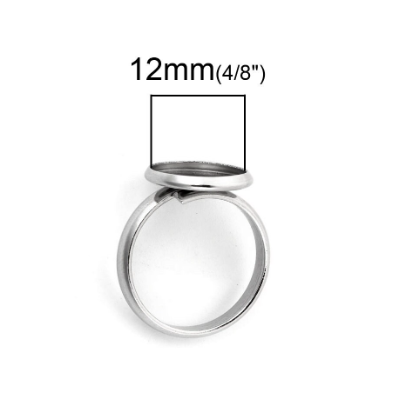 1 bague ajustable en acier inoxydable pour cabochon de 10mm et 12mm de diamètre