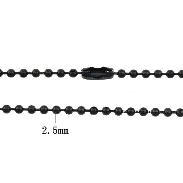 Black Stainless Steel Ball Chain 2.5mm - 23.5 inch