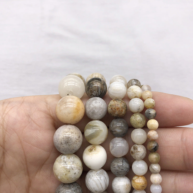 Natural Bamboo Agate Stone Beads Strands 6 or 8mm Round